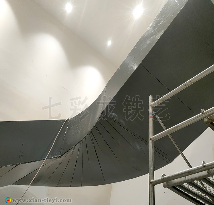涇陽建工瀾庭溪谷售樓處箱型梁鋼構(gòu)樓梯_4