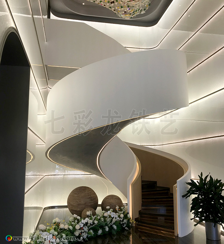 西安綠城復地柳岸曉風鋼構箱梁旋轉樓梯_1